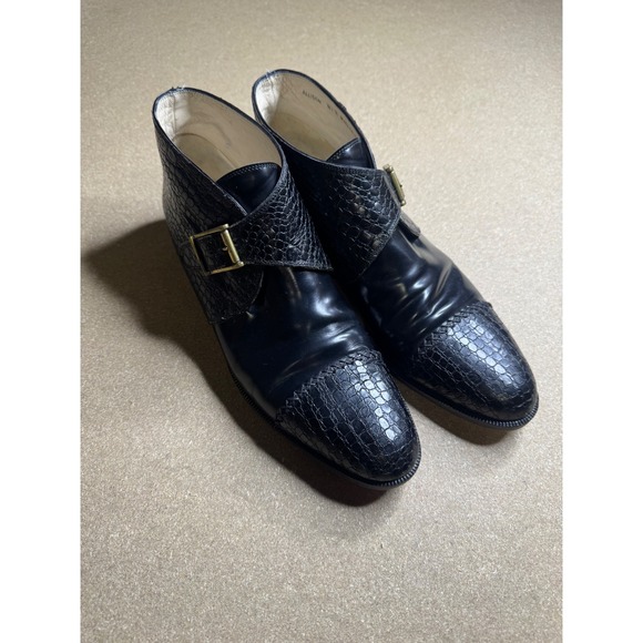 Bally Allison Black Leather Croc Embossed Monk Strap Ankle Boots Mad in Italy 8N main image 6